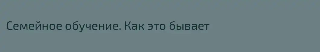 Семейное обучение. Как это бывает